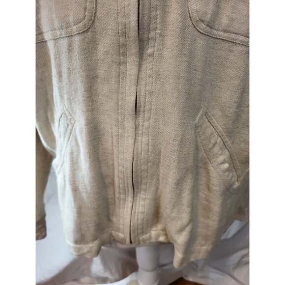 Lemon Grass‎ Size Small Full Zip Collared Beige Linen Blend Top - Picture 3 of 7